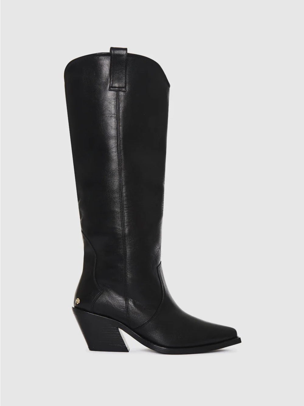 ANINE BING Tania Tall Black Western Boots Size 39